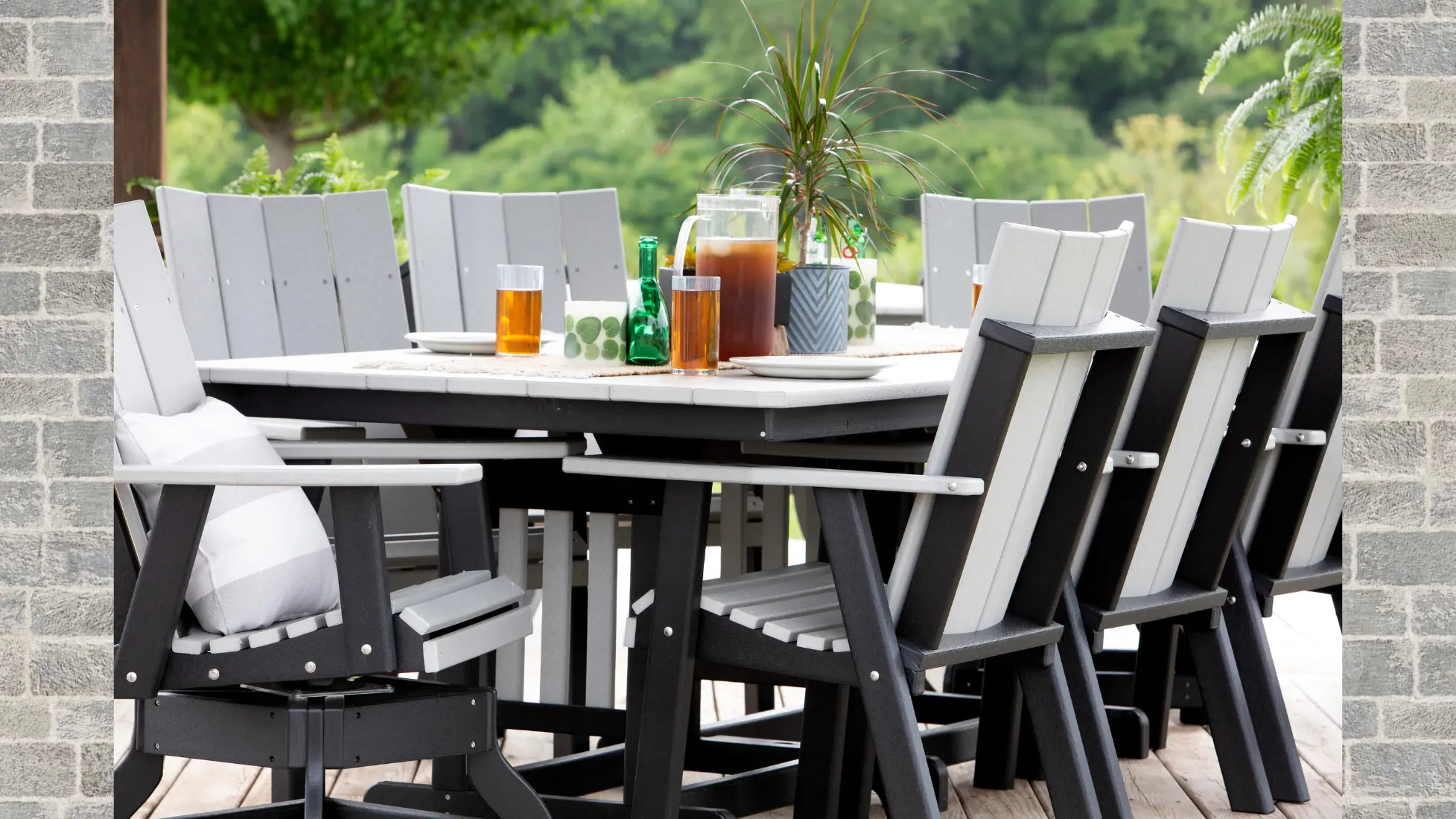 44" x 96" Mission Table with (8) Contemporary Chairs - Dining Height