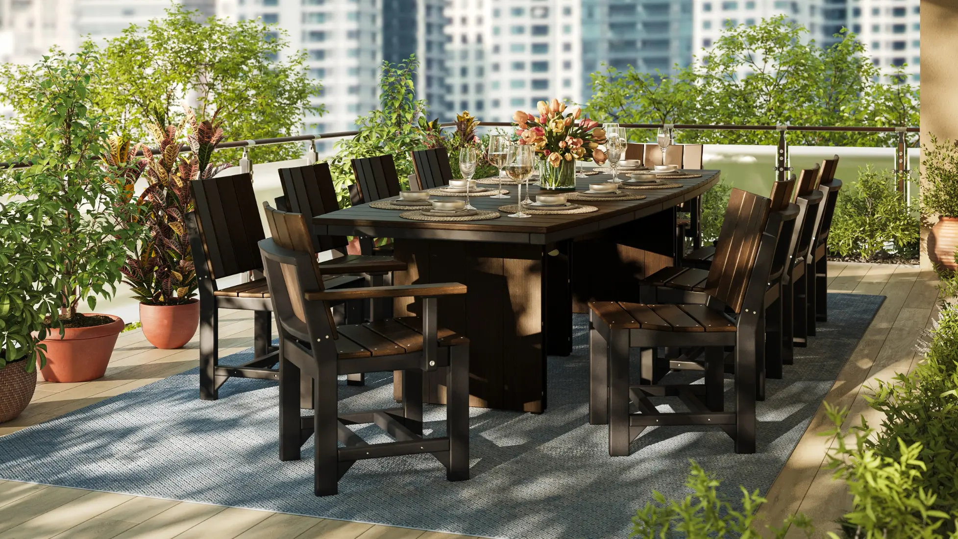 4' x 10' Urban Table with (10) Urban Chairs - Dining Height